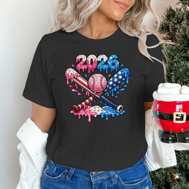 2026 American Flag Baseball Ice Cream Drip Bats Boys Unisex T-Shirt