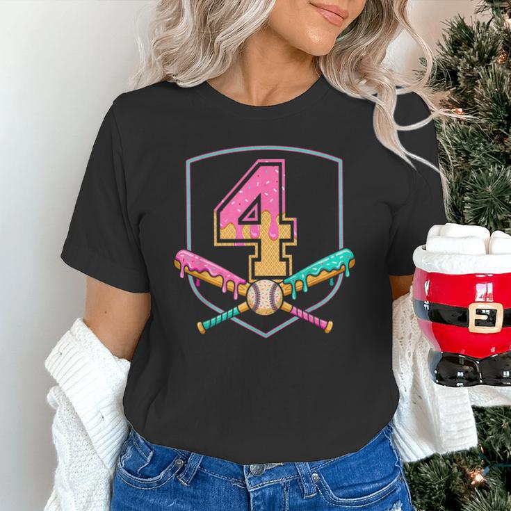 4th Birthday Baseball Bat Ice-Cream Drip 4yrs Old Boys Girls Unisex T-Shirt 4th Birthday Baseball Bat Ice-Cream Drip 4yrs Old Boys Girls Unisex T-Shirt