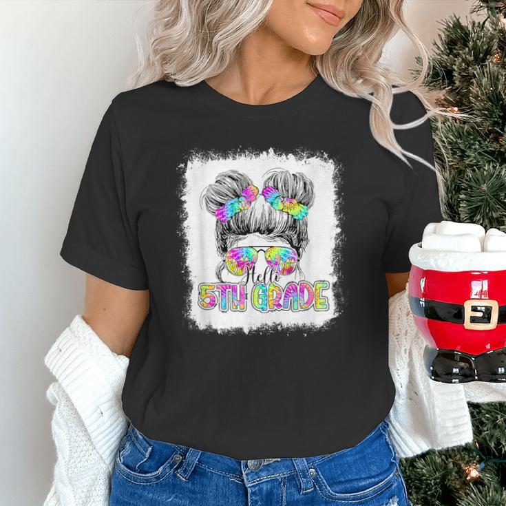 Back To School Hello 5th Grade Cute Messy Bun Tie Dye Girls Unisex T-Shirt