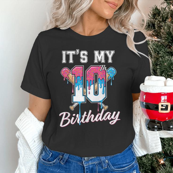 Baseball 10 Year Old Ice Cream Drip 10th Birthday Boys Unisex T-Shirt