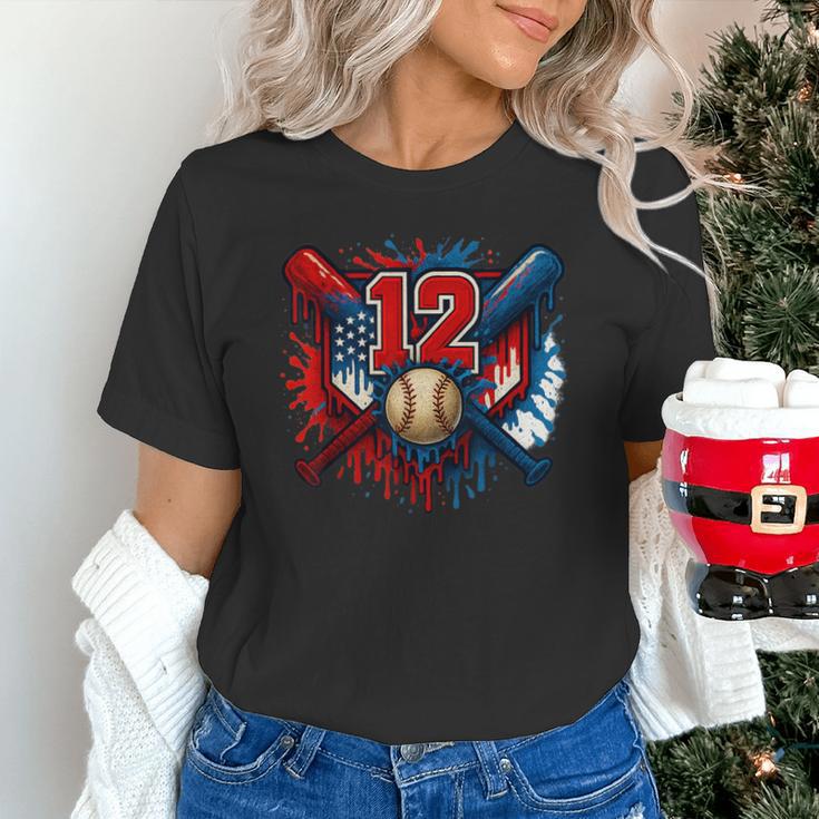Baseball 12 Year Old Splash Drip 12th Birthday Boy Number 12 Unisex T-Shirt