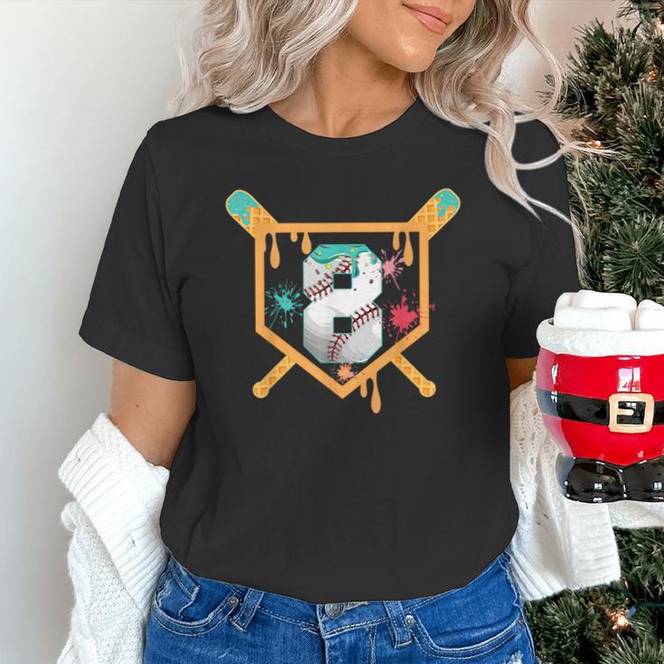 Baseball 8 Year Old Ice Cream Drip 8th Birthday Boy Number 8 Unisex T-Shirt Baseball 8 Year Old Ice Cream Drip 8th Birthday Boy Number 8 Unisex T-Shirt