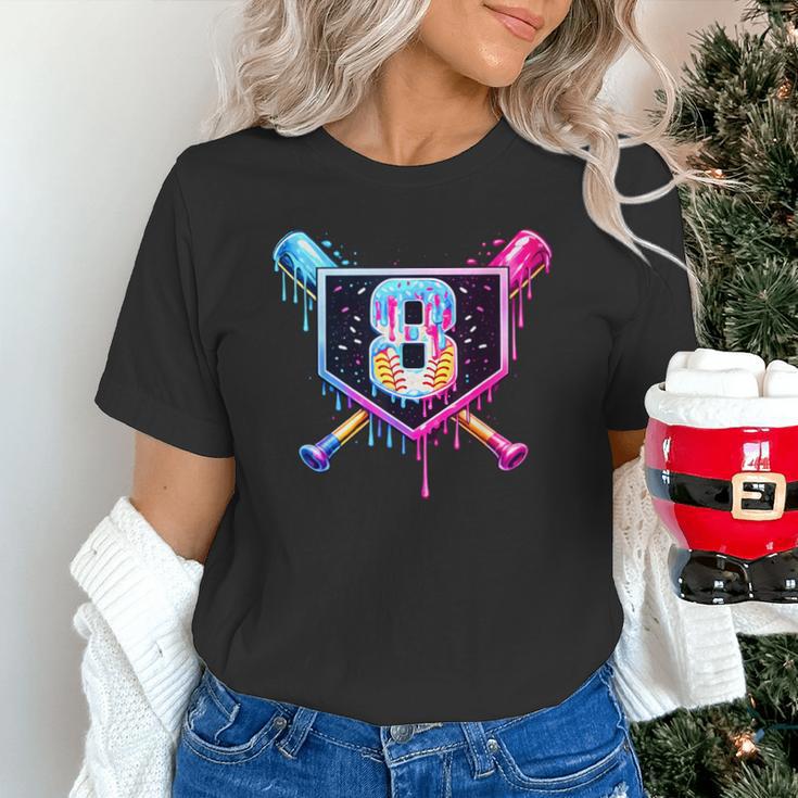 Baseball 8 Year Old Ice Cream Drip 8th Birthday Party Unisex T-Shirt
