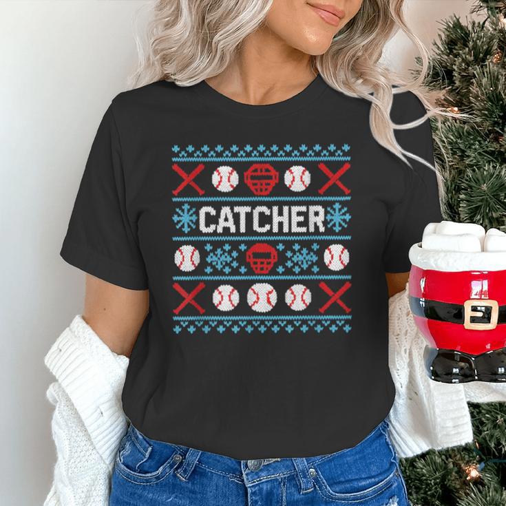 Baseball Catcher Ugly Christmas Sweater Pattern Sports Xmas Unisex T-Shirt Baseball Catcher Ugly Christmas Sweater Pattern Sports Xmas Unisex T-Shirt