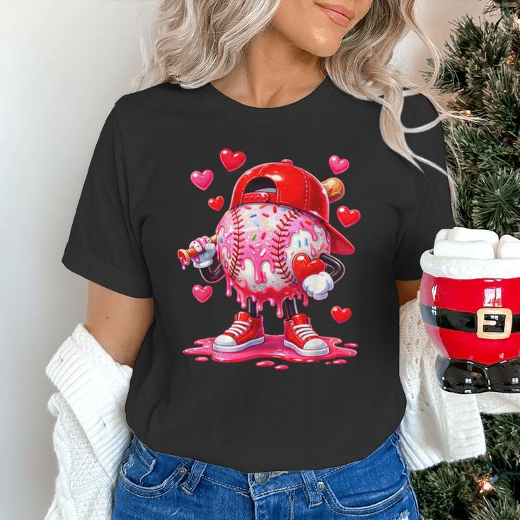 Baseball Drip Valentine Sports Vday Ice Cream Drip Heart Unisex T-Shirt