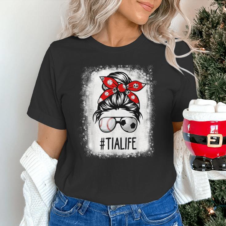 Bleached Tia Life Soccer Messy Bun Baseball Game Day Unisex T-Shirt