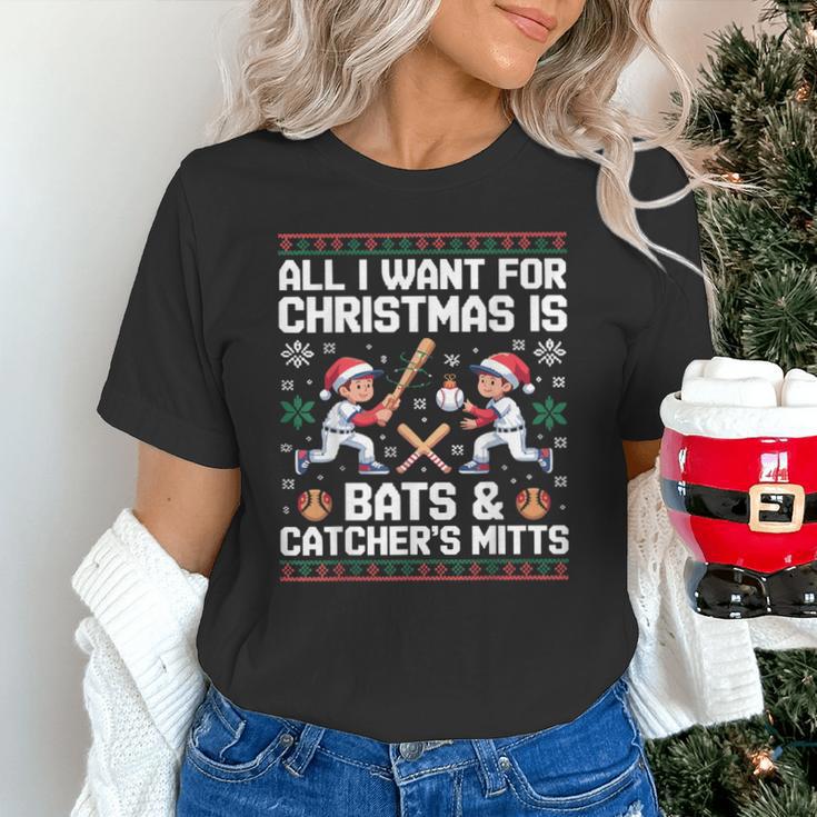 Christmas Baseball Bats Catcher Mitts Holiday Tee Unisex T-Shirt