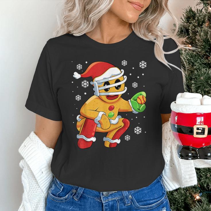 Christmas Gingerbread Man Baseball Player Catcher Unisex T-Shirt Christmas Gingerbread Man Baseball Player Catcher Unisex T-Shirt