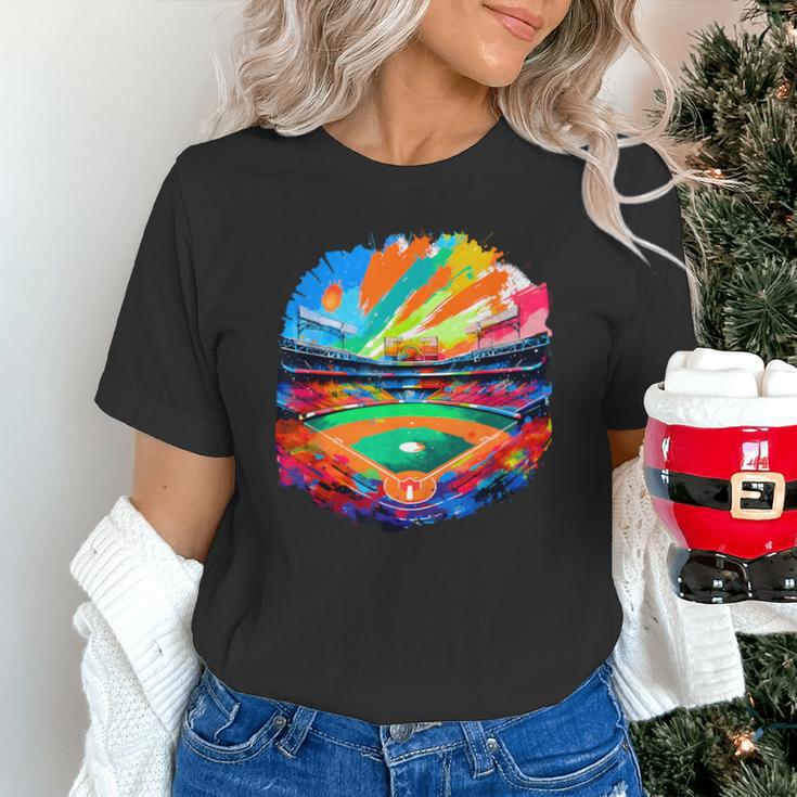 Colorful Baseball Field Home Run Baseball Player Fans Unisex T-Shirt
