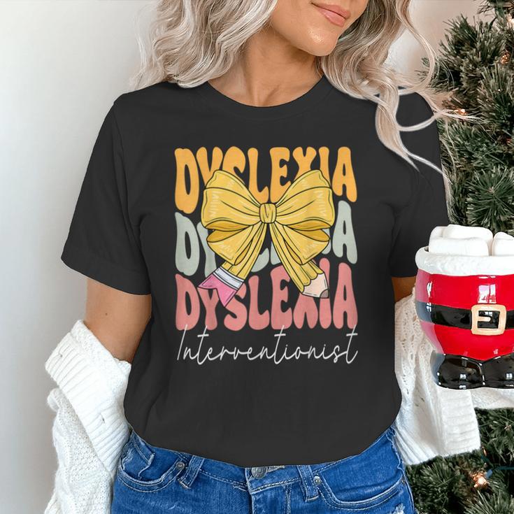Dyslexia Interventionist Groovy Coquette Bow Back To School Unisex T-Shirt Dyslexia Interventionist Groovy Coquette Bow Back To School Unisex T-Shirt