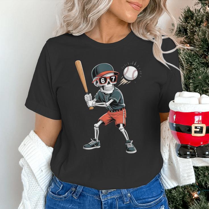 Halloween Skeleton Playing Baseball 67 Six Seven Meme Unisex T-Shirt
