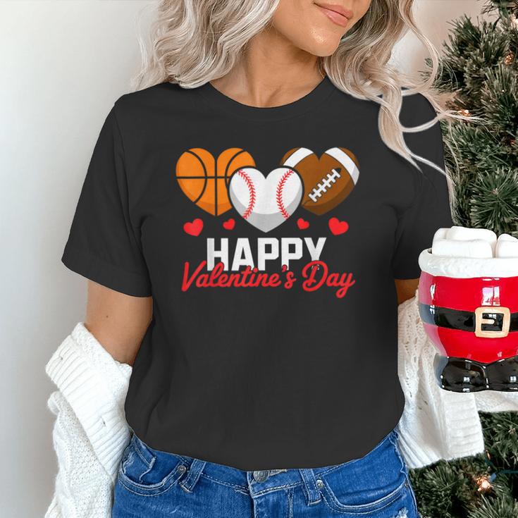 Happy Valentine’s Day Basketball Football Baseball Hearts Unisex T-Shirt