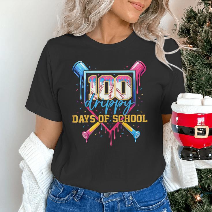 HUGvyn 100 Drippy Days Of School Baseball Ice Cream 100 Days Unisex T-Shirt