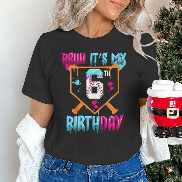 Kids Baseball Drip Bruh It's My 6th Birthday Boy Ice Cream Drip Unisex T-Shirt
