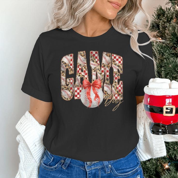 Leopard Checkered Game Day Baseball Coquette Bow Women Girls Unisex T-Shirt Leopard Checkered Game Day Baseball Coquette Bow Women Girls Unisex T-Shirt