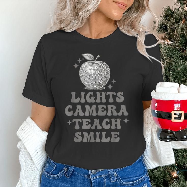 Lights Camera Teach Smile Disco-Ball Back To School Outfit Unisex T-Shirt Lights Camera Teach Smile Disco-Ball Back To School Outfit Unisex T-Shirt
