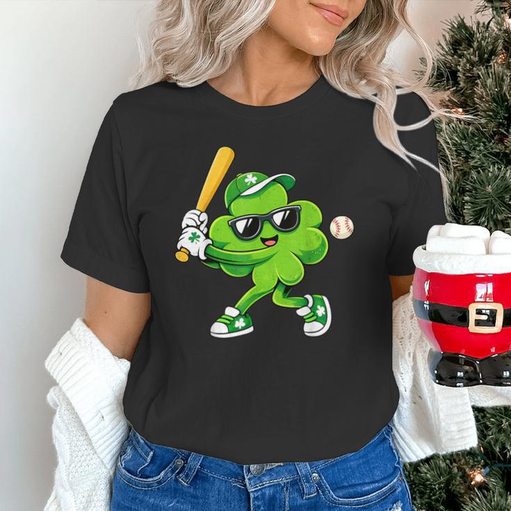 Lucky Shamrock Playing Baseball St Patrick's Kids Boys Unisex T-Shirt