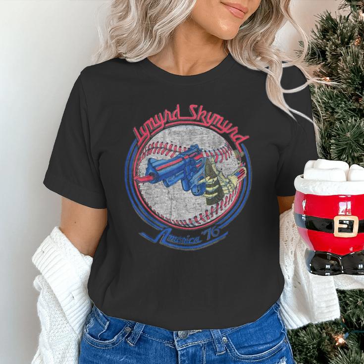 Lynyrd Skynyrd Skeleton Baseball Gun US Flag Cowboy Rock Fan Unisex T-Shirt