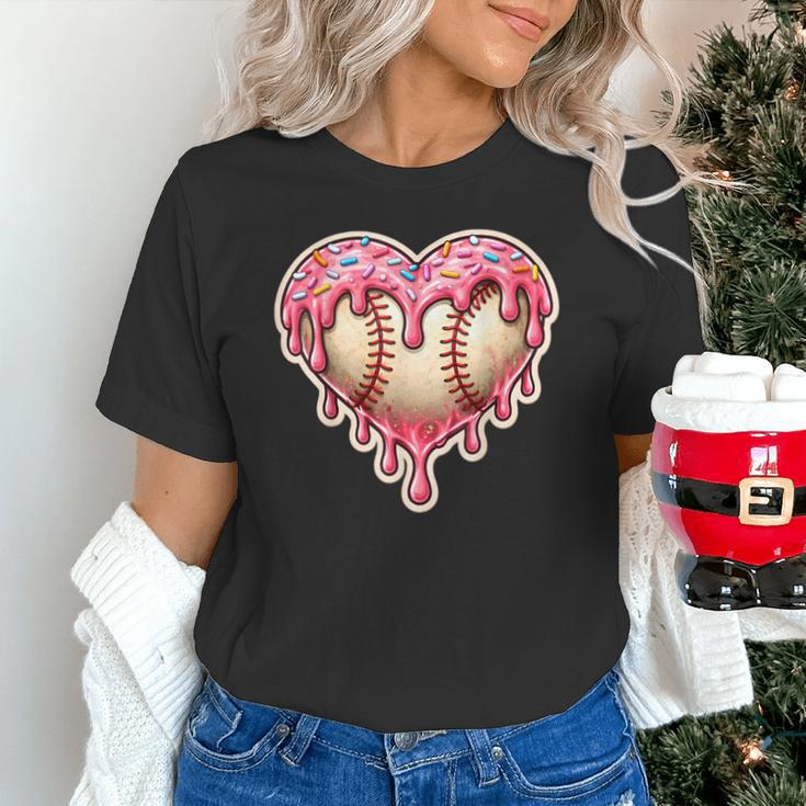 Melting Baseball Drip Heart Softball Player Lover Ice Cream Unisex T-Shirt