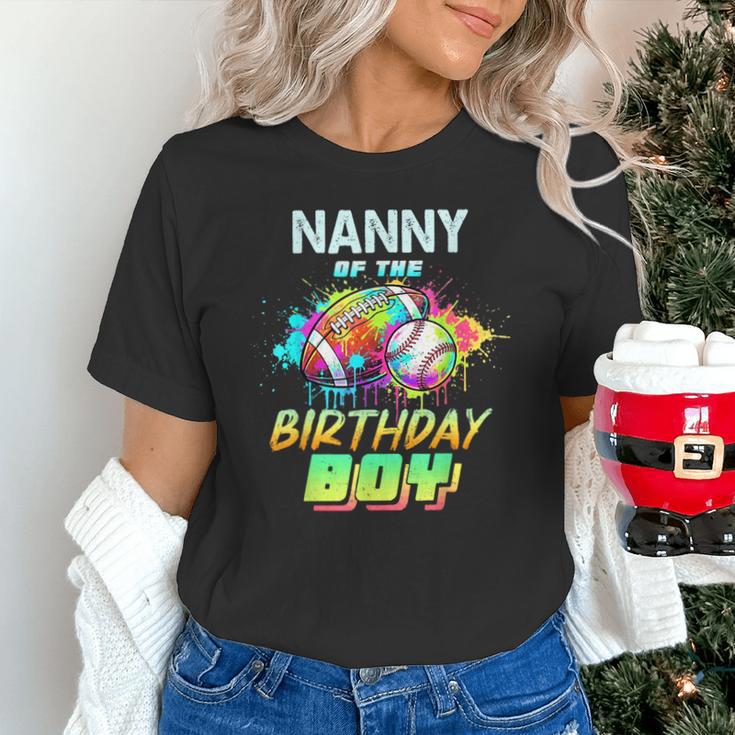 Nanny Of The Birthday Boy Baseball Football Colorful Unisex T-Shirt