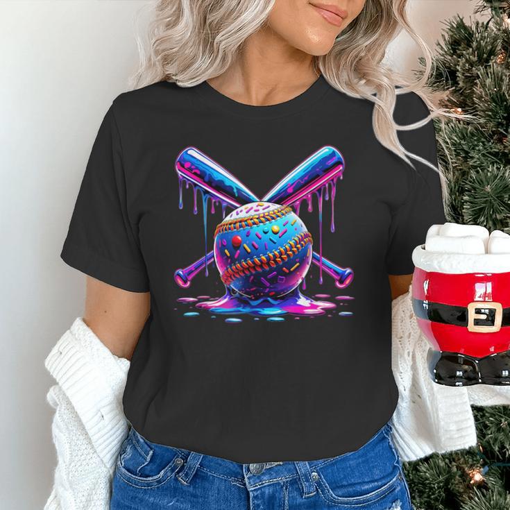 Neon Dripping Baseball And Bats Colorful Sports Art Unisex T-Shirt Neon Dripping Baseball And Bats Colorful Sports Art Unisex T-Shirt