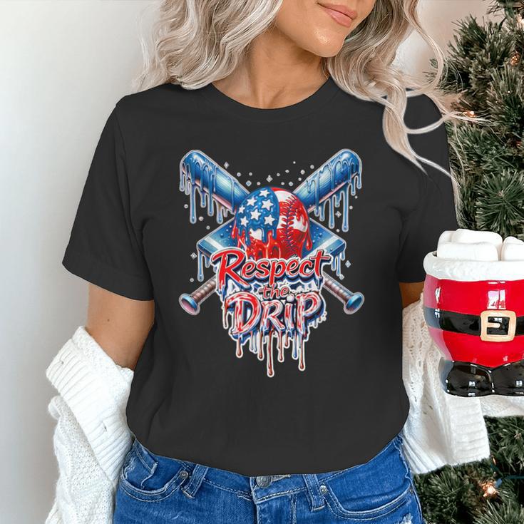 Respect The Drip Baseball American Flag Ice Cream Drip Youth Unisex T-Shirt