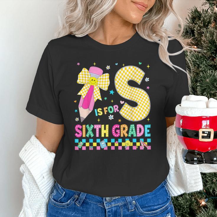 S Is For Sixth Grade Back To School Pencil Bow 6th Grade Kid Unisex T-Shirt S Is For Sixth Grade Back To School Pencil Bow 6th Grade Kid Unisex T-Shirt