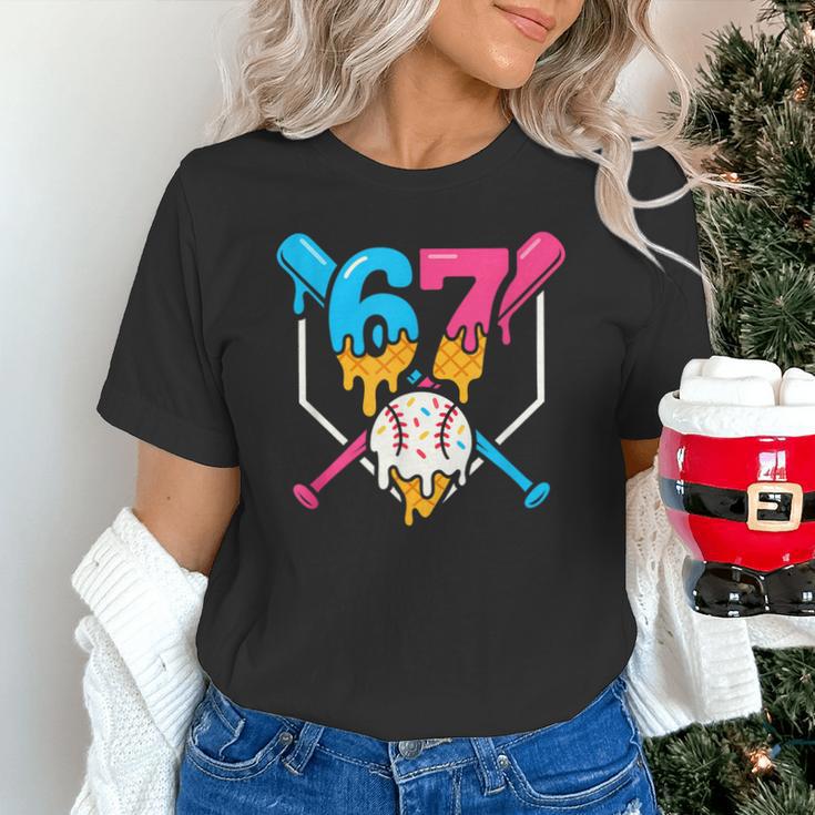 Six Seven Baseball Ice Cream Drip Cool 67 Gen Alpha Slang Unisex T-Shirt