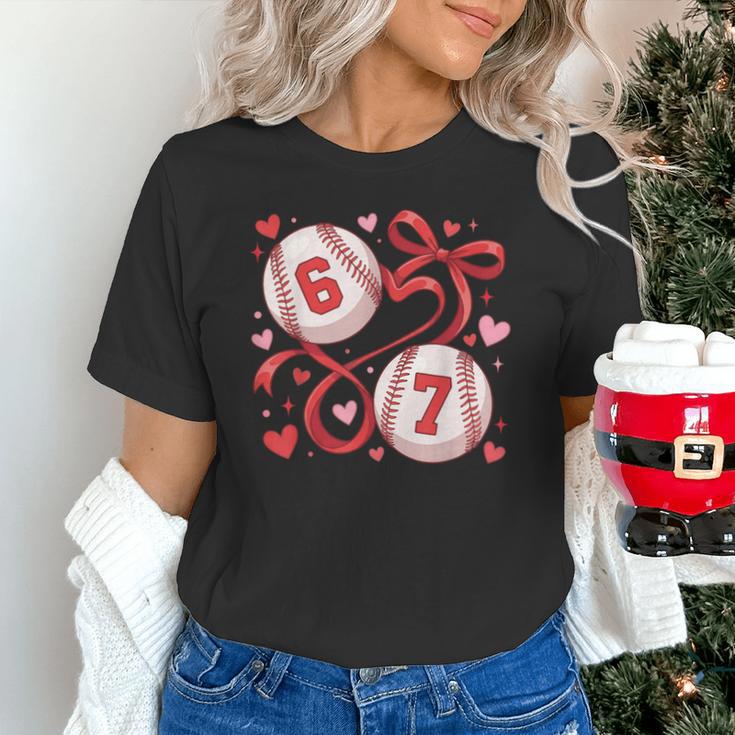 Six Seven Baseball Lover Sports Red Heart Bow Valentine Girl Unisex T-Shirt