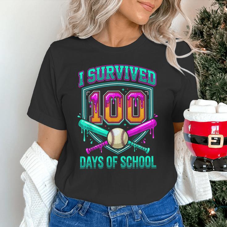 I Survived 100 Days Of School Baseball Drip Unisex T-Shirt I Survived 100 Days Of School Baseball Drip Unisex T-Shirt