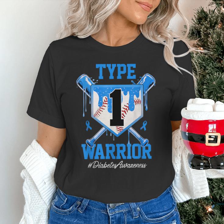 T1D Warrior Baseball Drip Diabetes Awareness Blue Ribbon Unisex T-Shirt