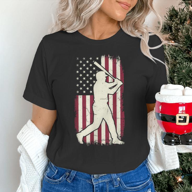 Vintage American Flag Baseball Batter Patriotic Home Run Unisex T-Shirt Vintage American Flag Baseball Batter Patriotic Home Run Unisex T-Shirt