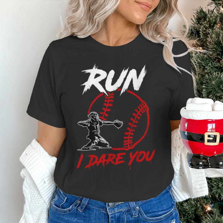 Vintage Baseball Catcher Boys Go Ahead Run I Dare You Unisex T-Shirt