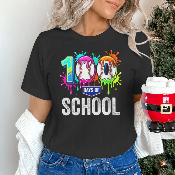 Women's 100 Days Of School Dripping Baseball Boys Kids Teacher Unisex T-Shirt Women's 100 Days Of School Dripping Baseball Boys Kids Teacher Unisex T-Shirt