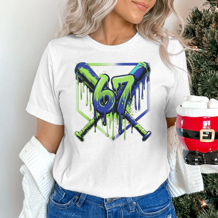 67 Baseball Drip Effect Urban Tee Style 6-7 Meme Graphic Premium Tri-Blend Unisex T-Shirt