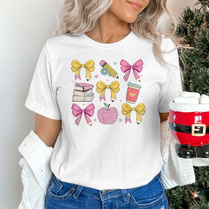 Apple Coquette Bow Books First Day Of School Back To School Unisex T-Shirt