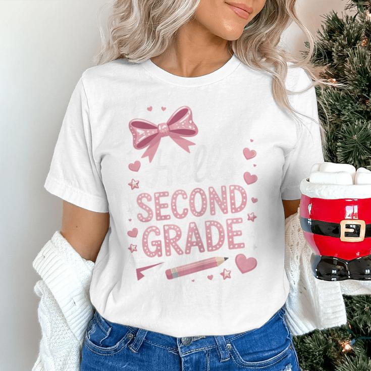 Back To School Cute Pink Coquette Girls Hello Second Grade Unisex T-Shirt Back To School Cute Pink Coquette Girls Hello Second Grade Unisex T-Shirt