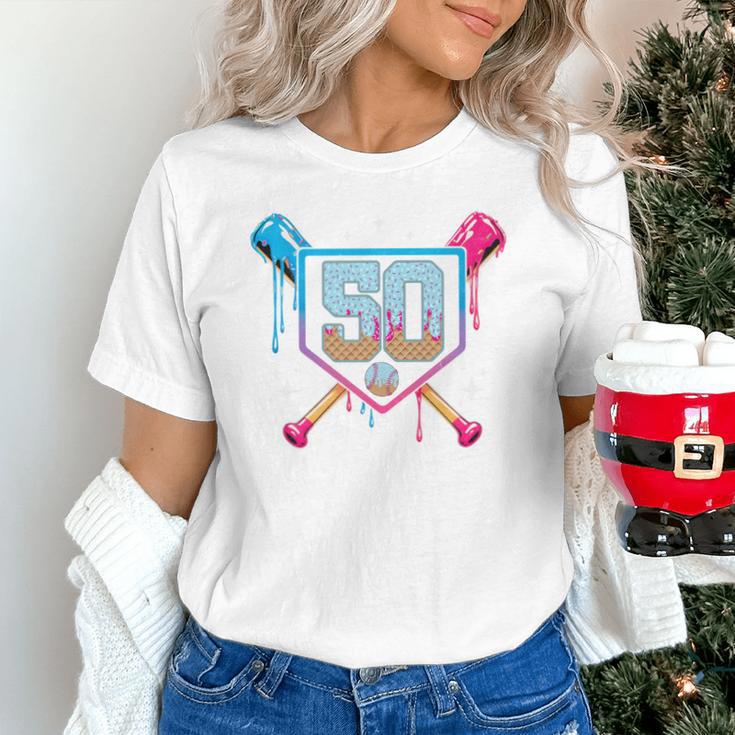 Baseball 50 Year Old Ice Cream Drip 50th Birthday Number 50 Unisex T-Shirt