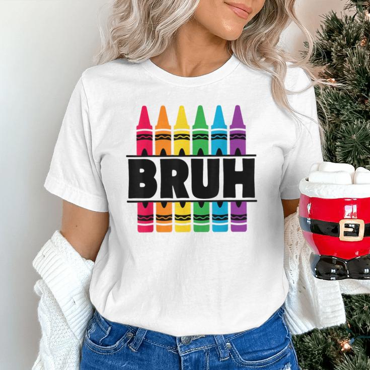 BRUH Back To School Colorful Crayons First Day Of School Unisex T-Shirt BRUH Back To School Colorful Crayons First Day Of School Unisex T-Shirt