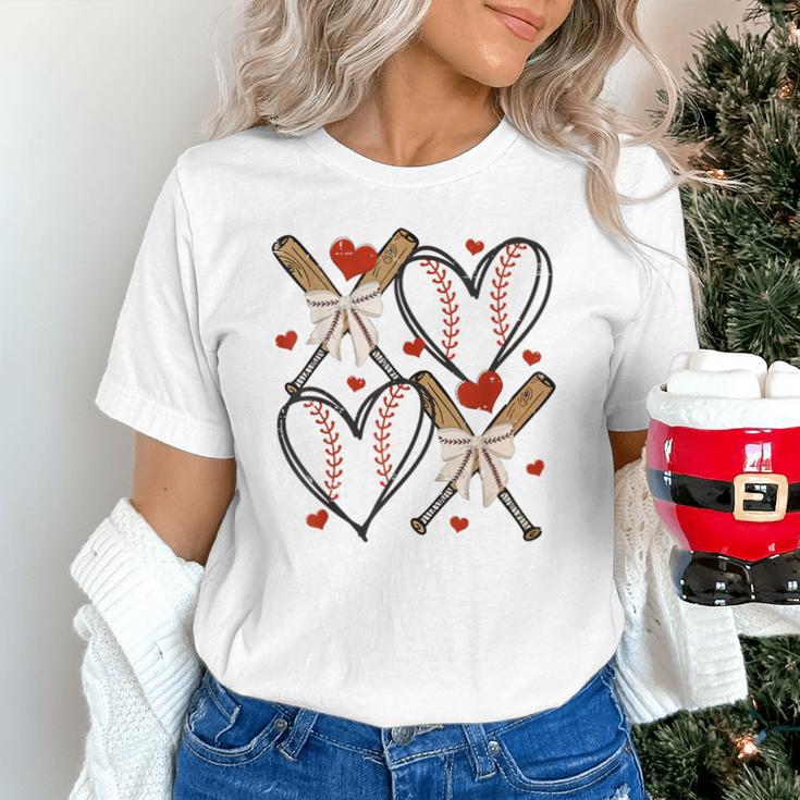 Coquette Bow XOXO Baseball Lover Heart Valentine Game Day Unisex T-Shirt