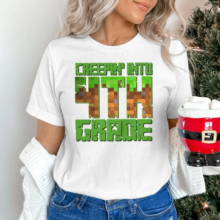 Creepin’ Into 4th Grade Kids Boy Gamer Pixel Back To School Performance Unisex T-Shirt