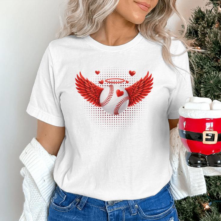 Cute Baseball &Cupid Wings Happy Valentines Boys Men Unisex T-Shirt