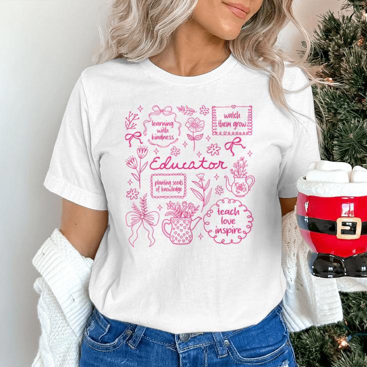 Educator Love Inspire Teach Pink Bow Back To School Unisex T-Shirt Educator Love Inspire Teach Pink Bow Back To School Unisex T-Shirt