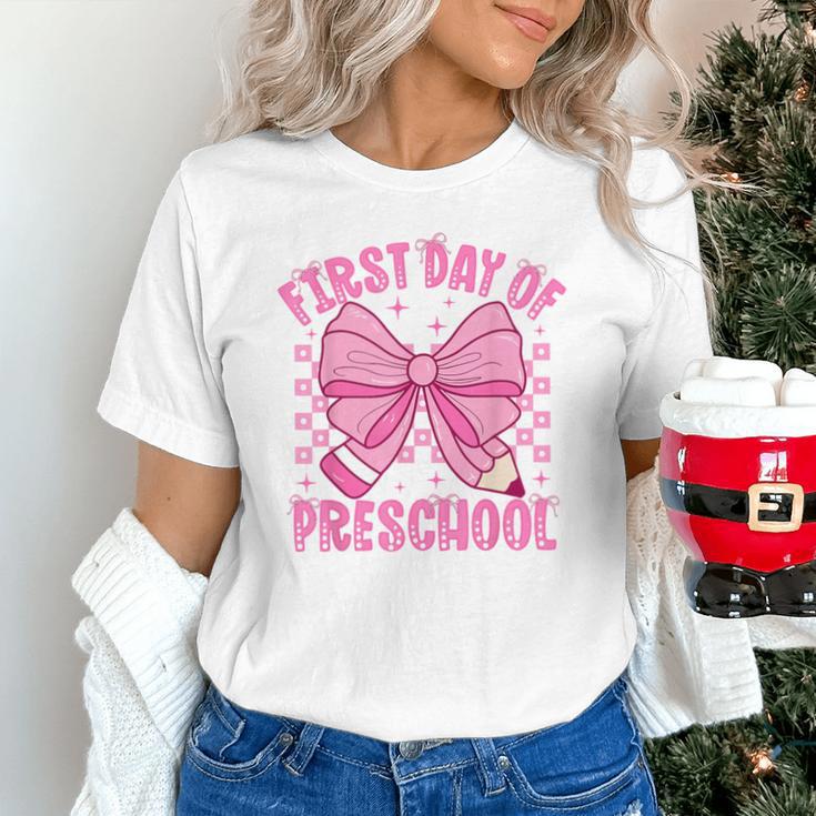 First Day Of Preschool Coquette Bow Back To School Girls Unisex T-Shirt First Day Of Preschool Coquette Bow Back To School Girls Unisex T-Shirt