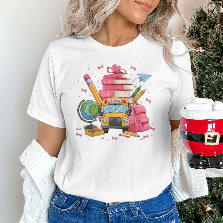 Girls Cute Pink Bows Coquette Aesthetic Back To School Unisex T-Shirt Girls Cute Pink Bows Coquette Aesthetic Back To School Unisex T-Shirt