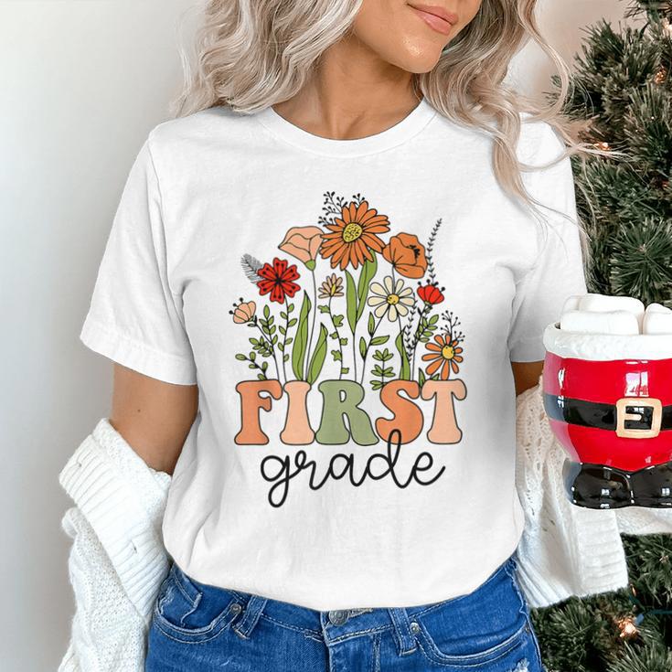 Groovy First Grade Wildflowers Back To School 1st Grade Unisex T-Shirt Groovy First Grade Wildflowers Back To School 1st Grade Unisex T-Shirt