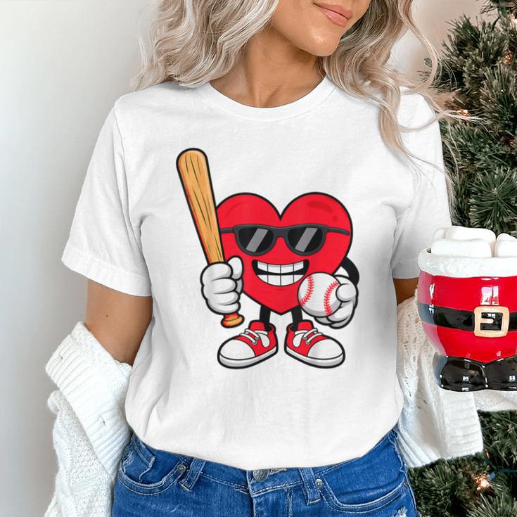 Heart Playing Baseball Valentines Day Unisex T-Shirt