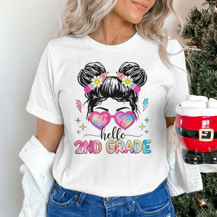 Hello 2nd Grade Messy Bun Back To School First Day Girl Kids Unisex T-Shirt