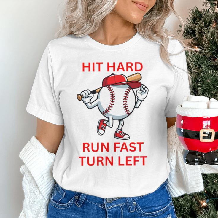 Hit Hard Run Fast Turn Left Baseball Player Premium Tri-Blend Unisex T-Shirt