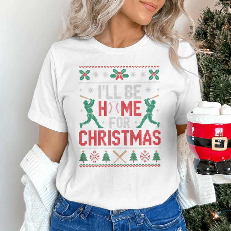 I’Ll Be Home For Christmas Baseball Ugly Sweater Art Unisex T-Shirt I’Ll Be Home For Christmas Baseball Ugly Sweater Art Unisex T-Shirt
